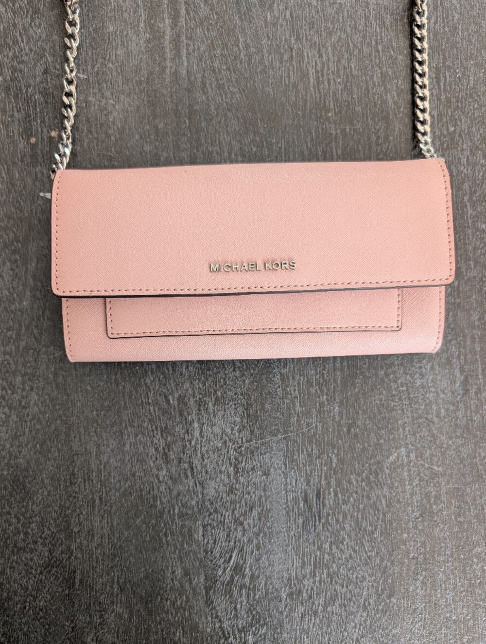 Michael Kors Jet Set Leather Wallet Crossbody In Pink